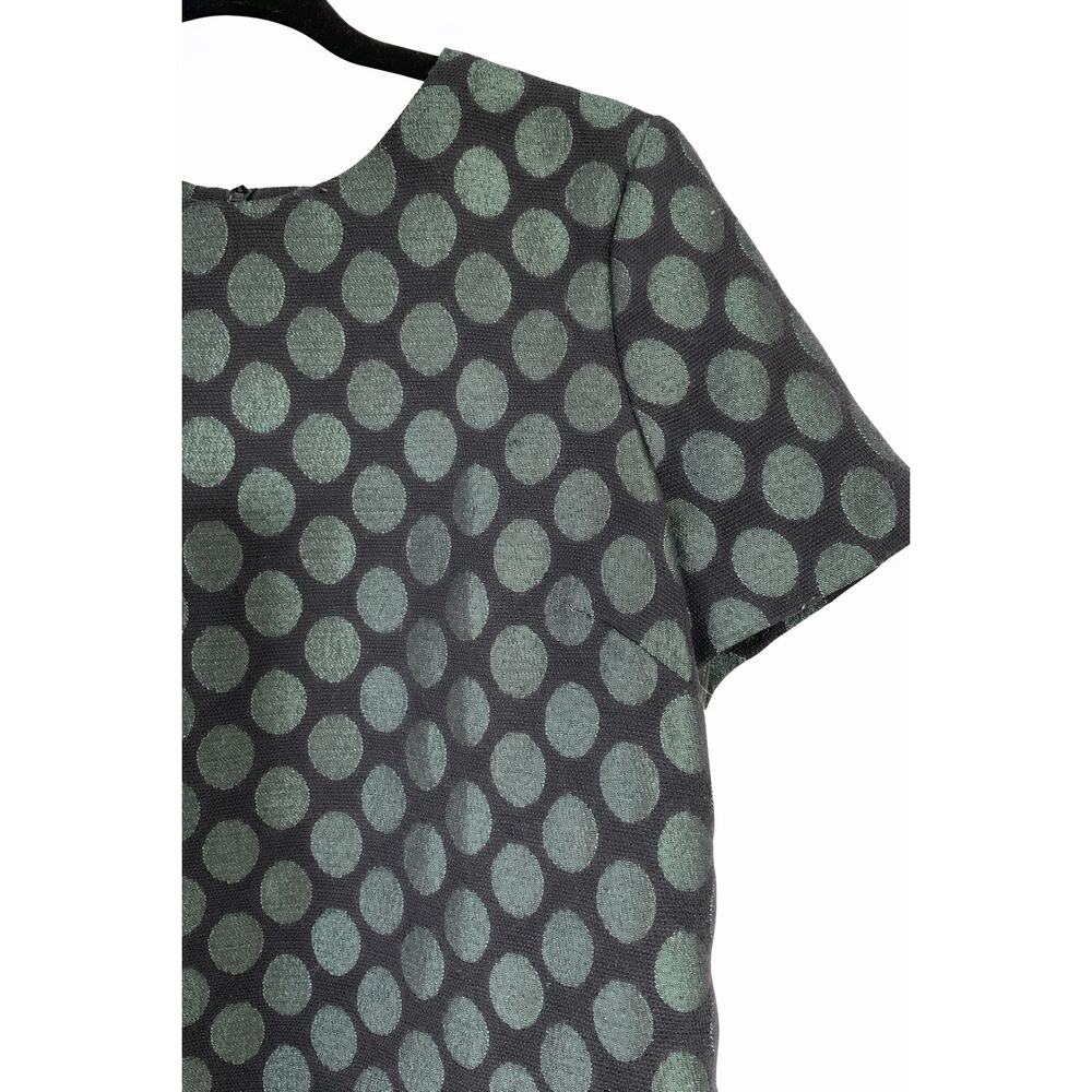 Boden WA456 Polka Dot Jacquard Top UK14 US10 Green Black Mod Chic Short Sleeve